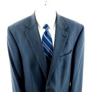 Nautica‎ Wool 2 Button Sport Coat 44L Blue Black Check Blazer